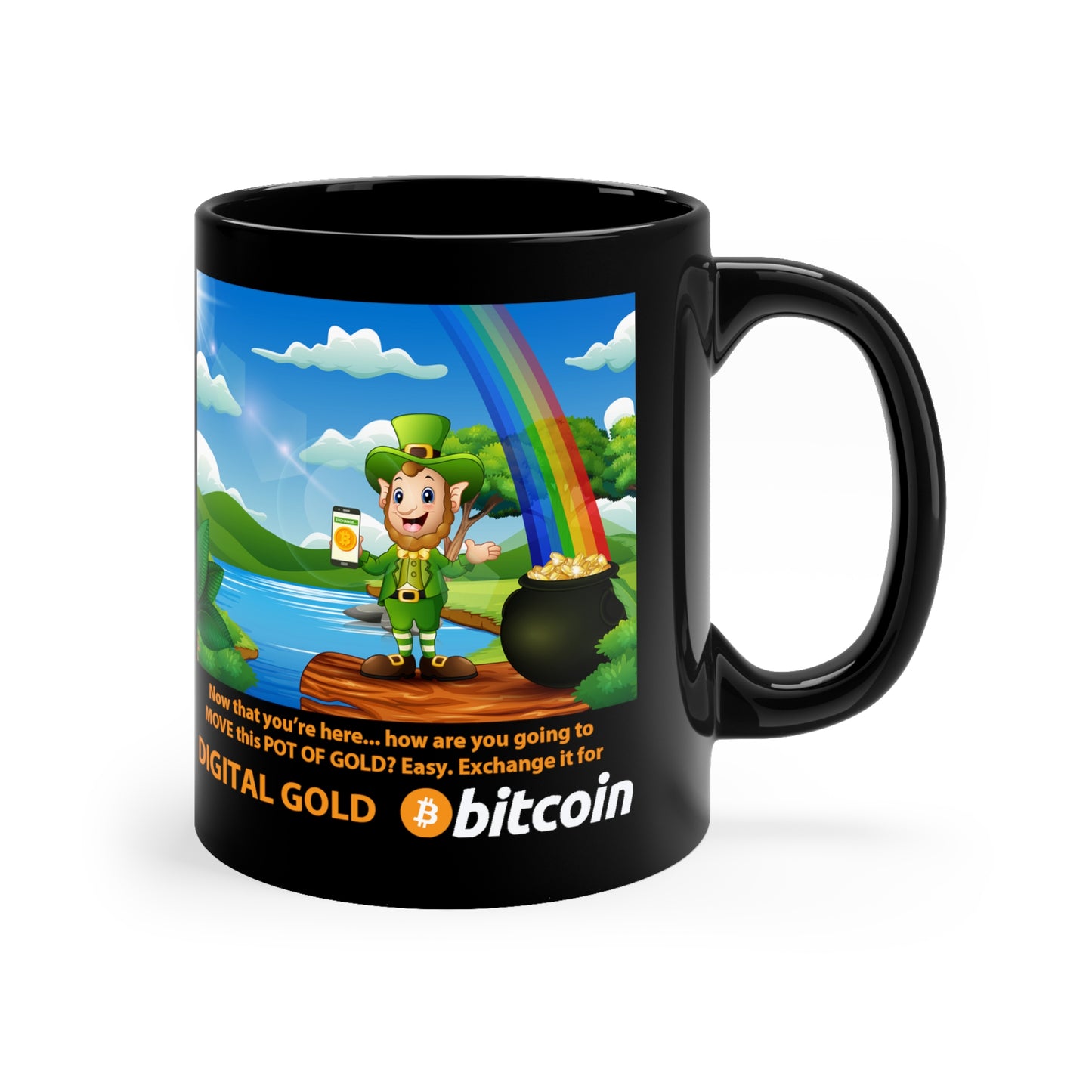 Pot of Gold for Bitcoin Digital Gold St. Patrick's Day 11oz Black Coffee Mug