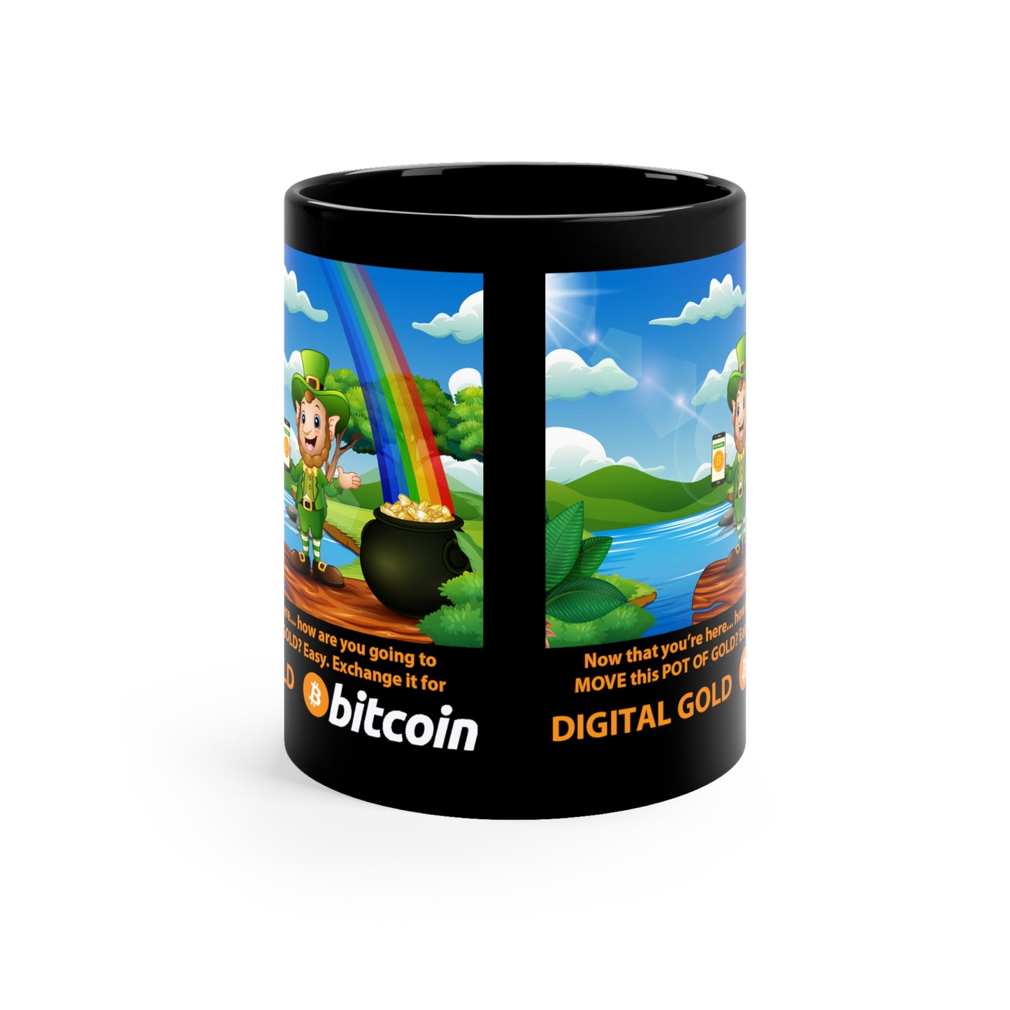 Pot of Gold for Bitcoin Digital Gold St. Patrick's Day 11oz Black Coffee Mug