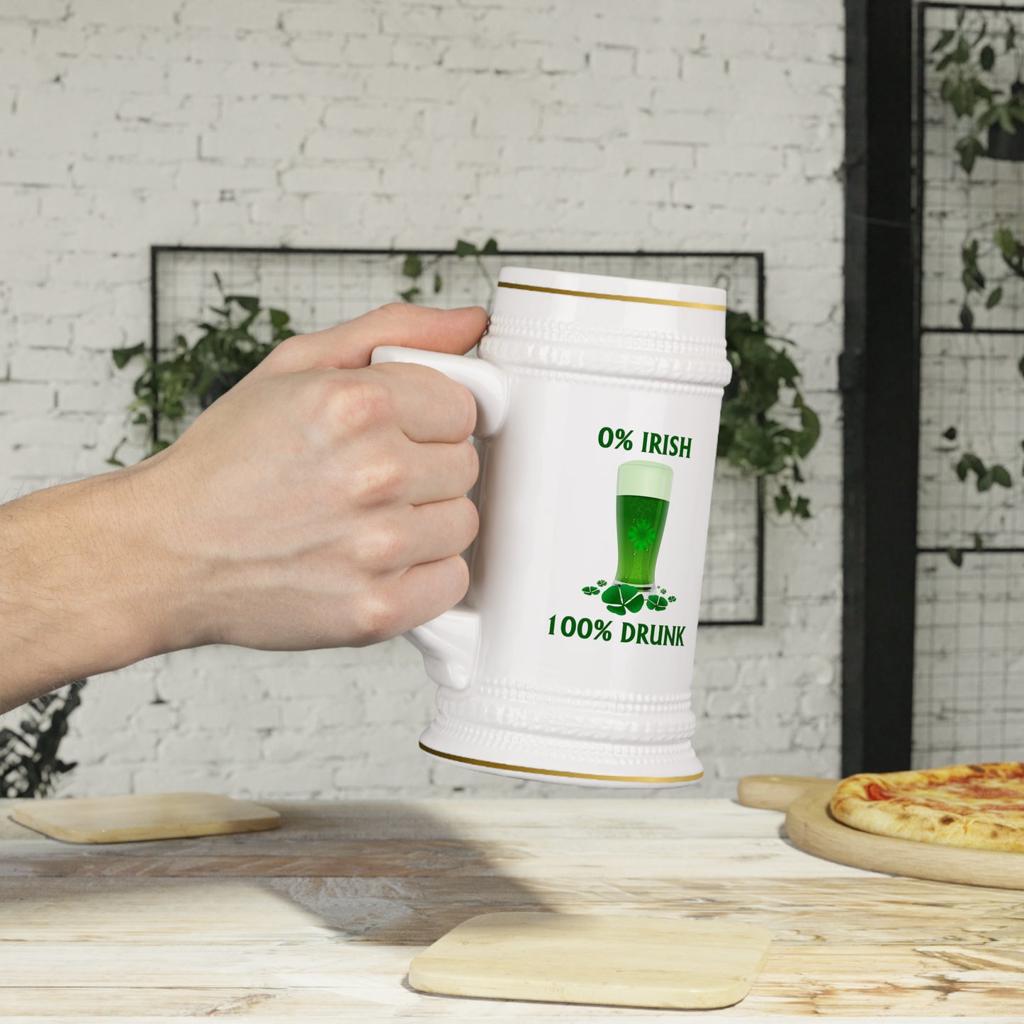 0% Irish 100% Drunk St. Patrick's Day Beer Stein Mug