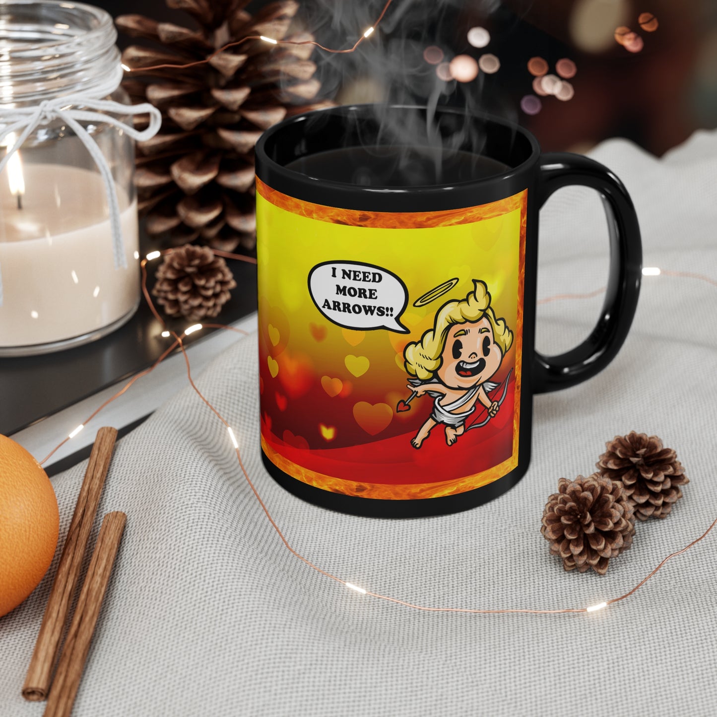 Apocalyptic Cupid - Valentine's Day - Right 11oz Black Mug