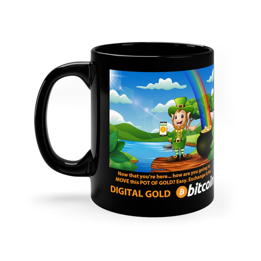 Pot of Gold for Bitcoin Digital Gold St. Patrick's Day 11oz Black Coffee Mug