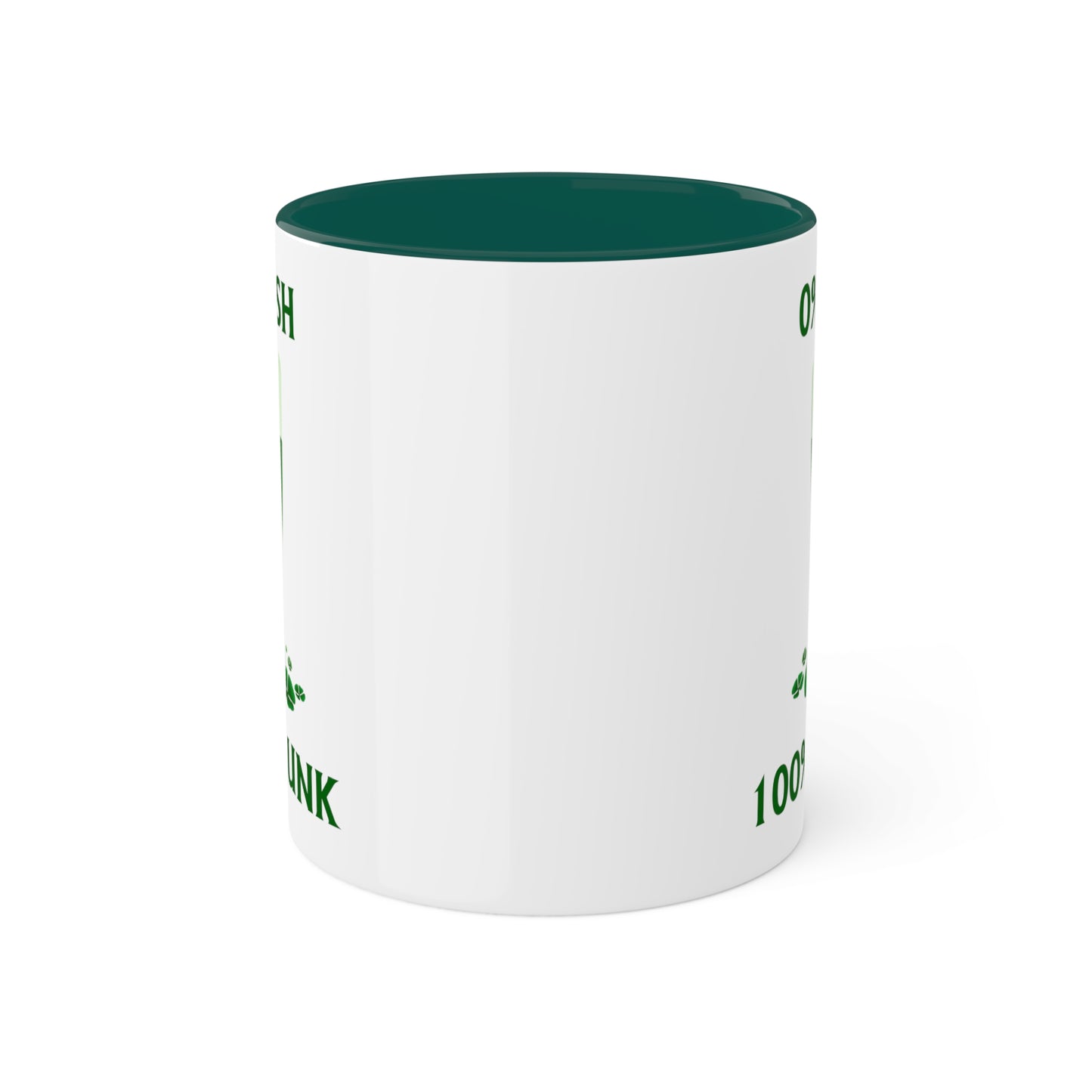 0% Irish 100% Drunk St. Patrick's Day Green Accent Mug, 11oz