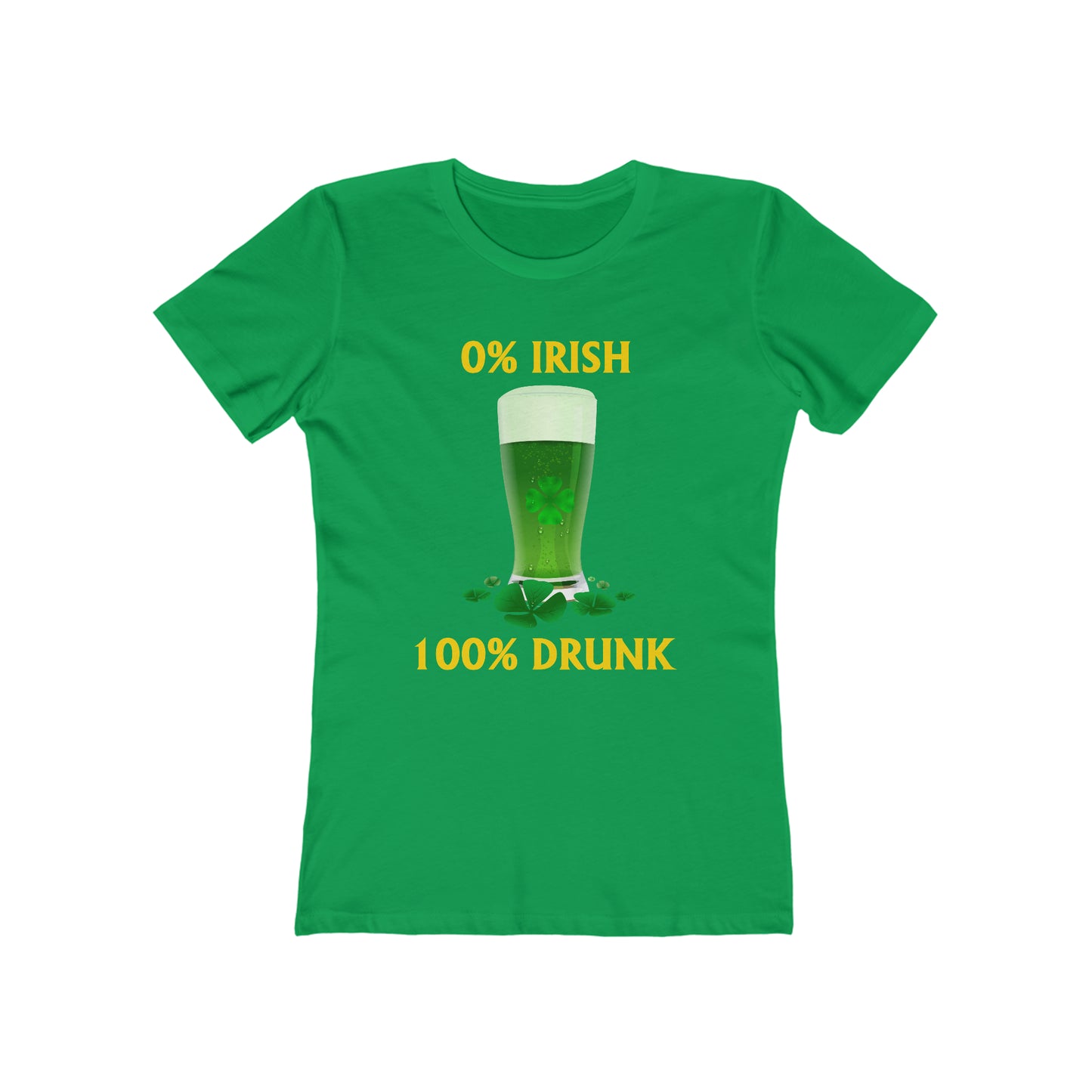 0% Irish 100% Drunk - Funny St. Patrick's Day Women's The Boyfriend Tee