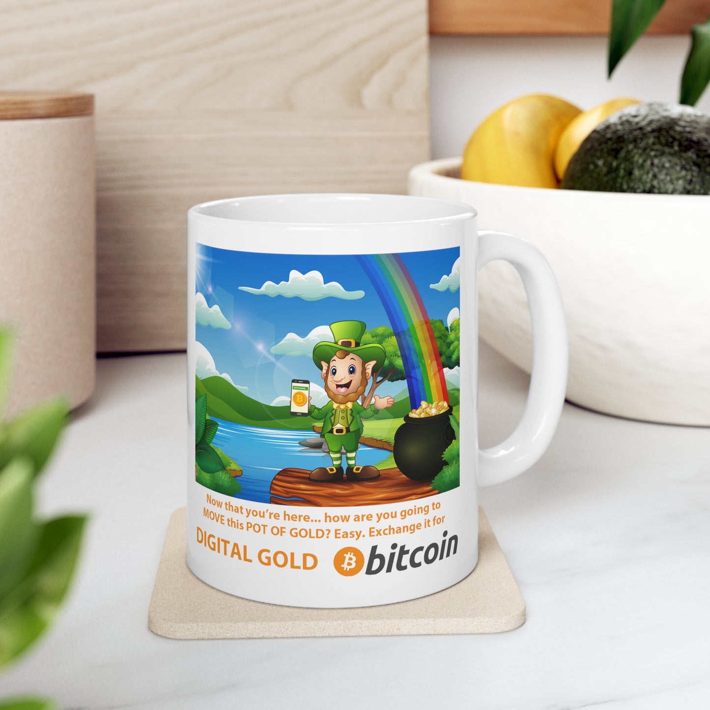 Pot of Gold for Bitcoin Digital Gold St. Patrick's Day Coffee Mug 11oz