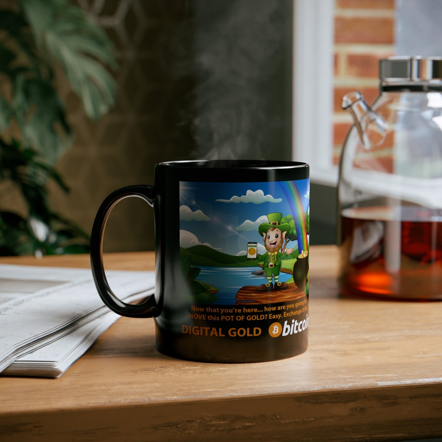 Pot of Gold for Bitcoin Digital Gold St. Patrick's Day 11oz Black Coffee Mug